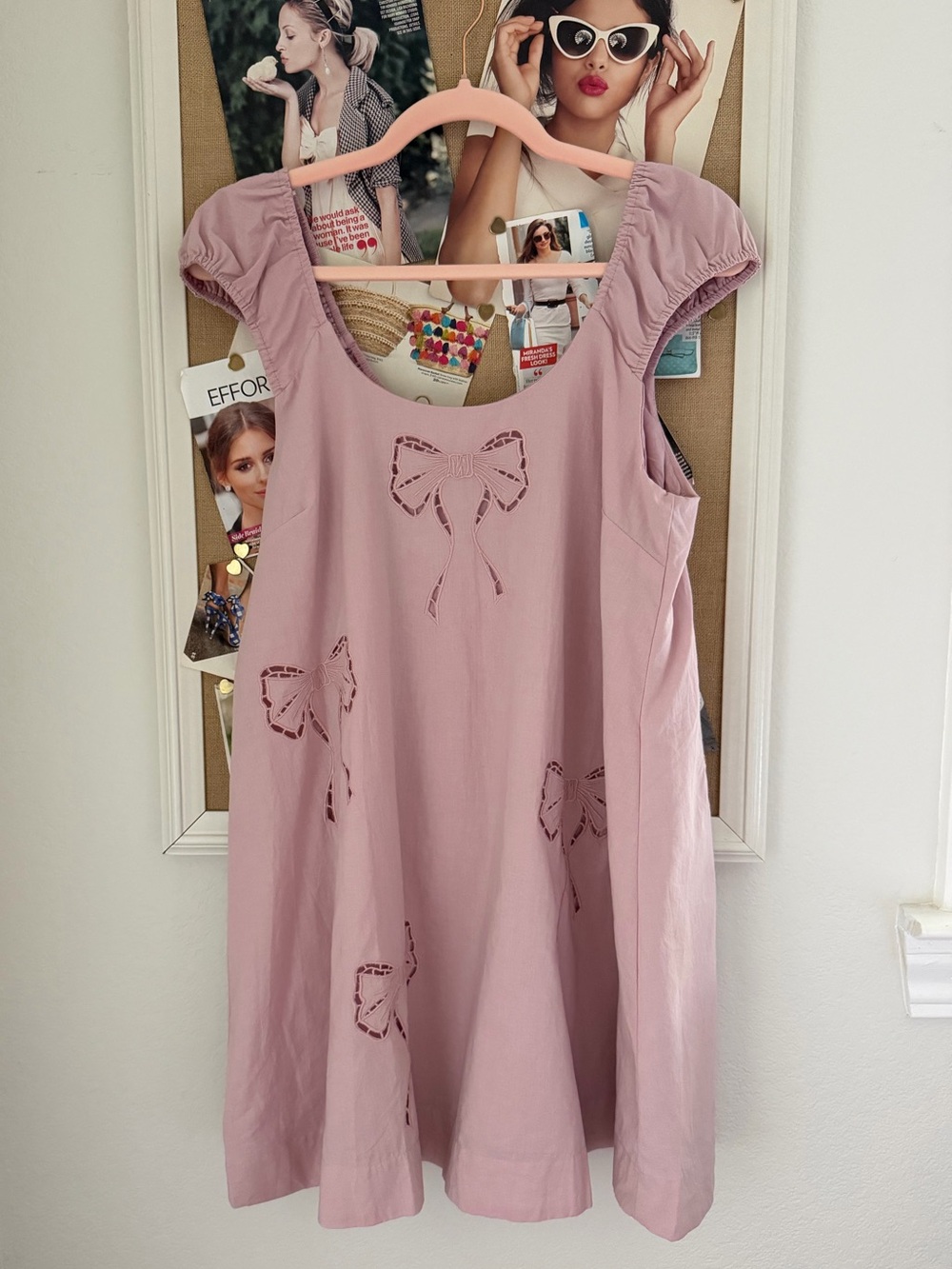 Mable Soft Mauve Embroidered Bow Dress